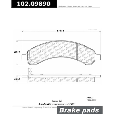 Centric Parts METALLIC BRAKE PAD W/SHIMS 102.0989